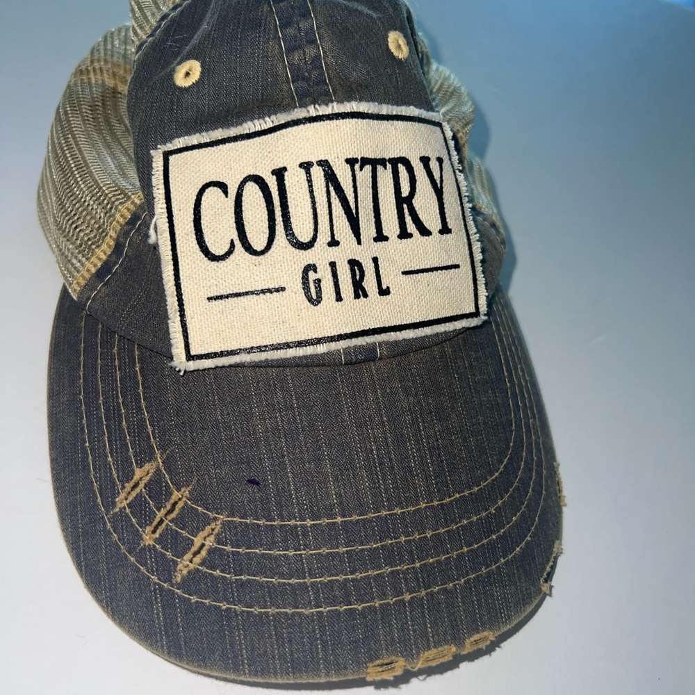 New Distressed Trucker Cap, Baseball Hat, Patch, ‘Country Girl’